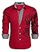 Coofandy Men's Fashion Print Dress Shirt Casual Cotton Button Down Shirts,Red,XLarge