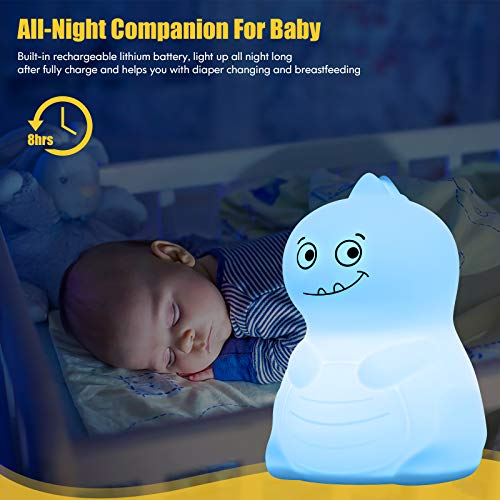 Dinosaur Toys Night Light for Kids, VSATEN Color Changing Touch Silicone Baby Nightlight with Remote, Portable Rechargeable LED Bedside Nursery Lamp for Toddler\'s Room, Birthday Gifts for Boys Girls