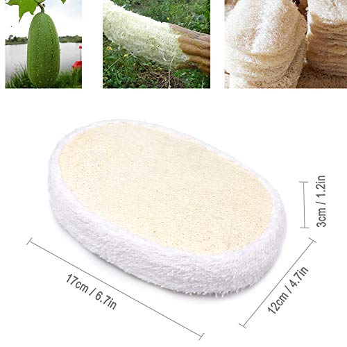 Exfoliating Loofah Sponge Pads, 2 Packs Natural Luffa Body Bath Sponge Body Scruber with 1 Pack Quick Dry Hair Cap for Men/Women Bath Spa and Shower - Thumbnail 5
