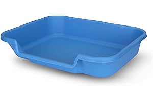 NE14PETS KittyGoHere Senior Cat Litter Box 1 Pack, Large Blue Low Entrance Kitty Litter Box, Sized for Cats Comfort, Perfect for Senior and Arthritic Cats, Made in USA