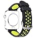 Apple Watch Breathable Band 42mm,Usitek Silicone Replacement iWatch Bands Sport Strap with Silver Metal Adapter for Apple Watch Nike+,Series 2,Series 1,Sport,Edition.(Black&Volt )