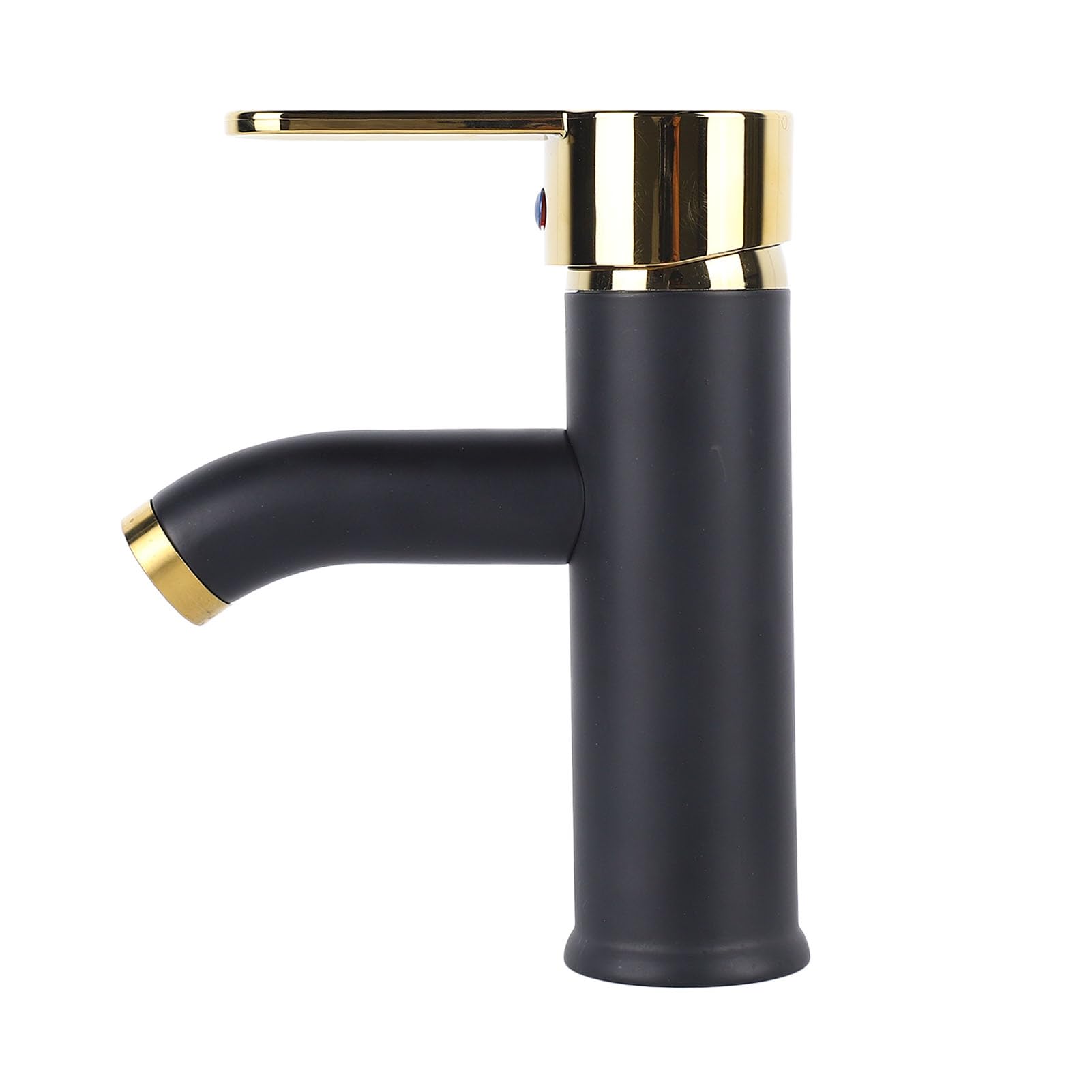 EMUKOEP Black Gold Wash Basin Faucet, Single Handle, Stainless Steel, Modern Style, Deck Mount, Single Hole, 4.5 Inch Reach, Ideal for Sinks & Wash Basins