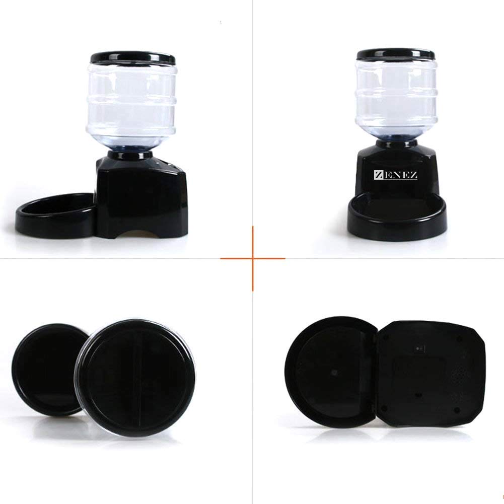 Zenez Automatic Pet Feeder Dispenser 5.5L Medium Capacity with Voice Message Recording and Large LCD Screen for Dogs Cats