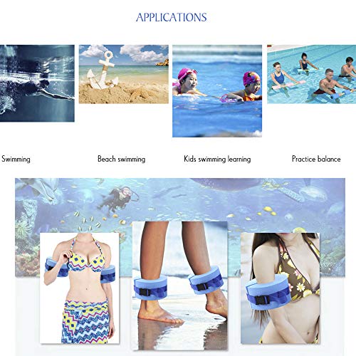 AODD Swimming Arm Bands, Kids Arm Float Discs, Water Aerobics Float Ring, Swim Fitness Training Set, EVA Foam Swim Aquatic Cuffs, Ankles Arms Belts with Quick Release Buckle, for Adult Kids Teenagers