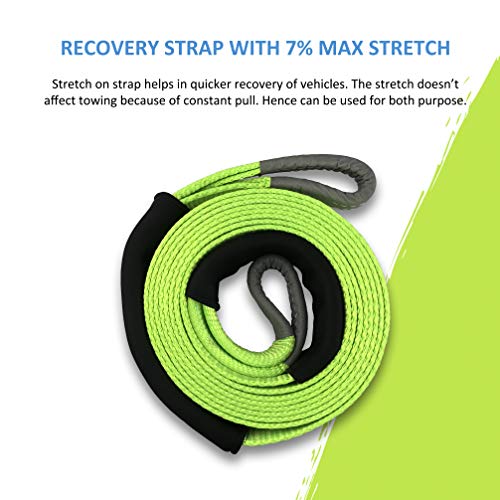 Ultimate Tow Recovery Strap 35000lb - Recover Your Vehicle Stuck in Mud/Snow - Heavy Duty 3" x 20' Winch Snatch Strap - Protective Loops, Water-Resistant - Off Road Truck Accessory - Bonus Storage Bag