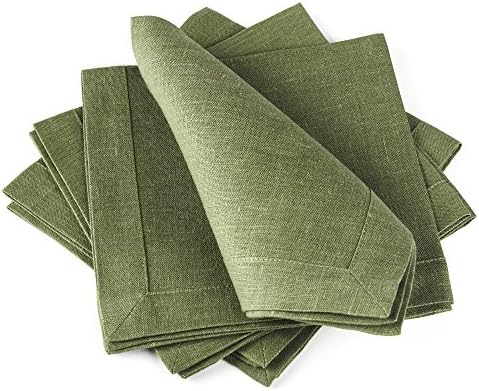 Linen Cloth Table Napkins — Soft and Durable — Set of 4, 16" x 16" — Multiple Colors — Premium Quality — Eco-Friendly 100% Pure European Flax Linen Fabric