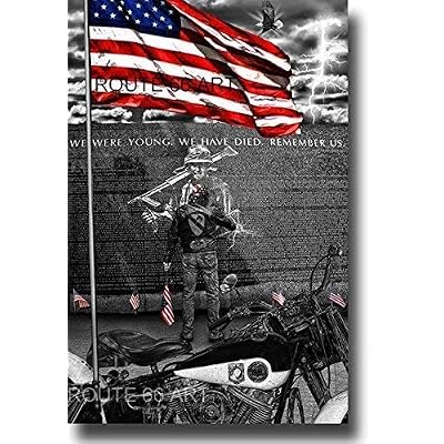 HARLEY DAVIDSON PANHEAD MOTORCYCLE VIETNAM VETERANS MEMORIAL WALL BIKER ART PRINT