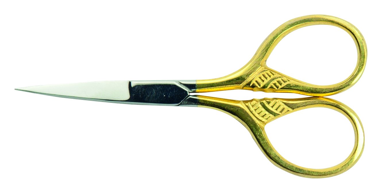 Gilt Swan Embroidery Scissors (9cm/3.5'') - Small Stainless Steel Patterned Scissors for Manual Sewing, Handicraft, DIY & As A General Use Tool