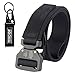 Tactical belt Military Nylon Webbing Belt with Heavy Duty Buckle for Mens (Black)