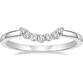 Mameloly Wedding Bands for Women Round Cut CZ Cubic Zirconia Curved Stackable Engagement Rings for Her Size 4-12