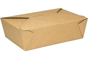 Karat Paper To Go Boxes [76 oz - 200ct] Leak-Resistant, Microwavable, Heavy-Duty Take Out Boxes | Grease Resistant & Stackable | #3 Kraft Brown