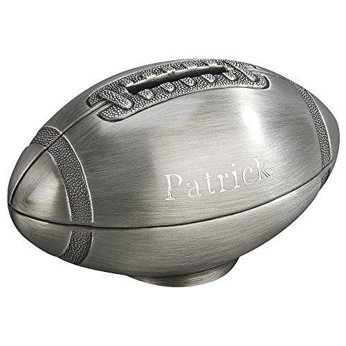 Non-Tarnish Pewter Plated Finish Football Shaped Coin Savings Bank