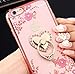 iPhone 7 Plus Floral Crystal TPU Case-Lozeguyc Soft Slim Bling Plating Rubber Cover for iPhone 7 Plus 5.5 Inch with Rhinestone Diamond and Detachable 360 Ring Stand-Rose Gold and Pink