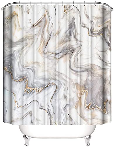 CIUJOY Marble Shower Curtain, Anti-Mould Waterproof Polyester with 12 Hooks, for Bathtub and Shower in Bathroom 71" x 71"