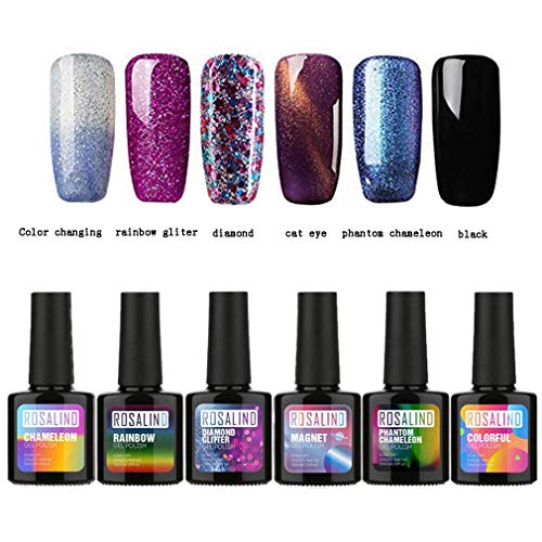 Gel Nail Polish Nails Art 6 Styles Gel Polish Set UV LED Semi Permanent Glitter Rainbow Cat Eye Lacquer 6x10ml Gel Nail Polish Nails Art 6 Styles Gel Polish Set UV LED Semi Permanent Glitter Rainbow Cat Eye Lacquer 6x10ml