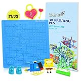 Magic MAT 3D Pen Mat, Silicone Design Mat with MAGIC CAT 3D Pen Stencils Book and 2 Silicone Finger Caps, Great 3D Pen Drawing Tools for 3D Pen
