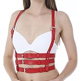 Women Rave Body Chest Harness Waist Belt Caged Bra Festival Dance Club Party Red
