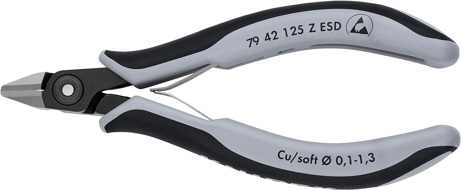 KNIPEX Precision Electronics Side Cutter ESD with Multi-Component Handles 125 mm, 79 42 125 Z ESD