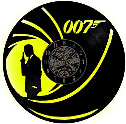 Meet Beauty Ding James Bond 007 LED Vinyl Record Clock Wall Light Color Change Vintage Handmade Gift Decoration Art Lamp With Remote Control 7 Colors