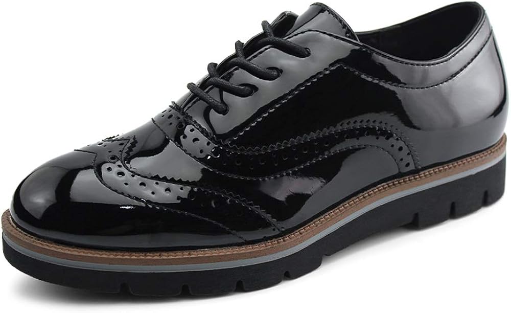  | JABASIC Women Lace Up Oxford Shoes Wingtip Brogue Walking Shoes | Oxfords