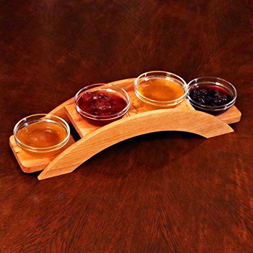 Wooden Dip Sauce and Snack Tray Serving Ramekins, Decorative Serveware, Home, Kitchen, Café, Dining Tabletop Accessory (4 Medium Cups) - Thumbnail 6