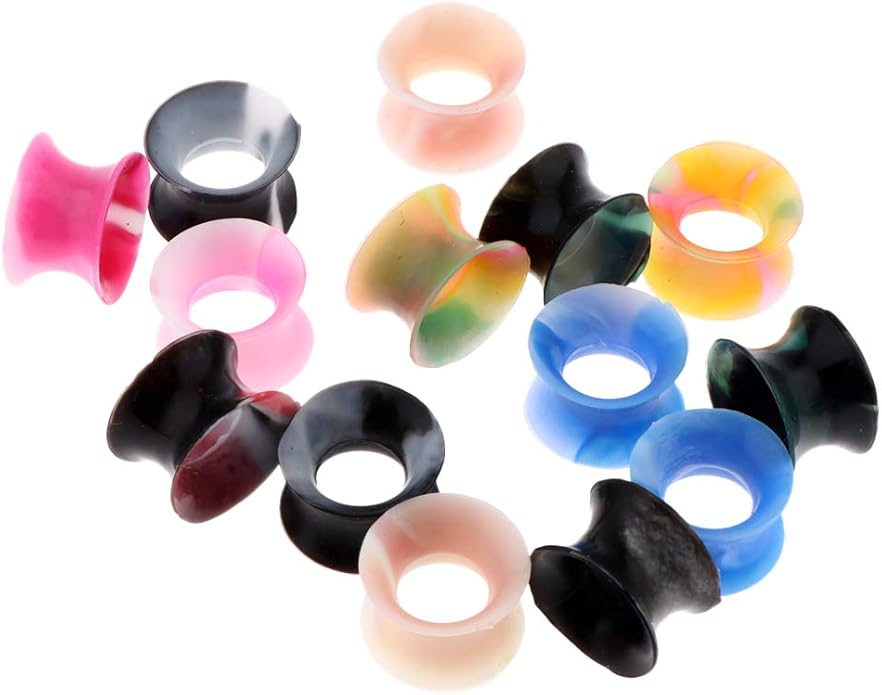 dailymall 7 Pairs Mixed Color Silicone Tunnels Ear Gauges Tunnels Plugs