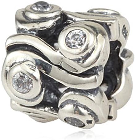 Choruslove Ocean Wave Charm with Clear Zirconia for European Bracelet