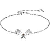 JBAERD Tennis Bracelet Sterling Silver Tennis Racket Bracelet Sport Jewelry for Women