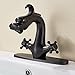Senlesen Dragon Shape Oil Rubbed Bronze Bathroom Sink Faucet Deck Mount Single Hole Double Handle Cross Knobs Vanity Sink Basin Mixer Tap with Cover Plate Without Pop Up Drain