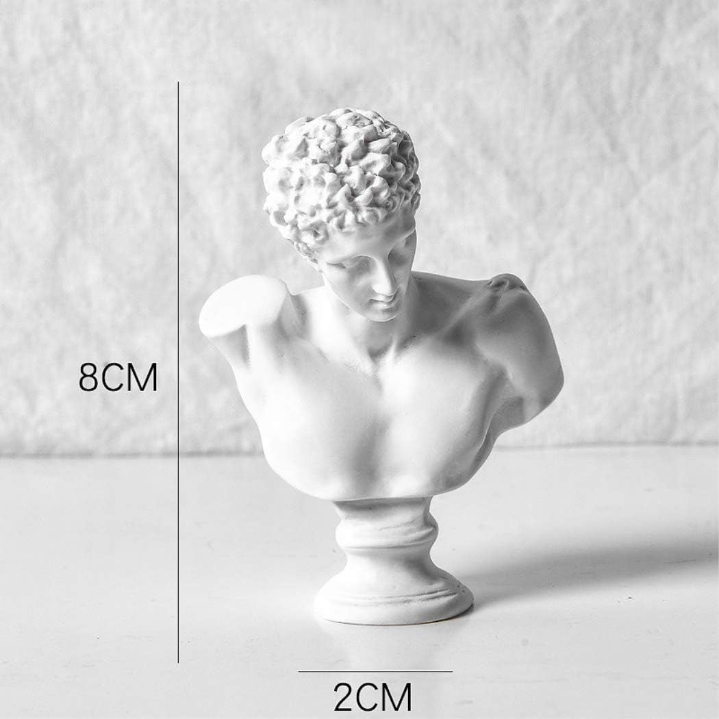 VanSP 3.15" Mini Classic Greek Michelangelo Statue Replica 3D Resin Sketch Figurines for Artist David Head Plaster Cast Mannequin-Great for Artists Broken Arm