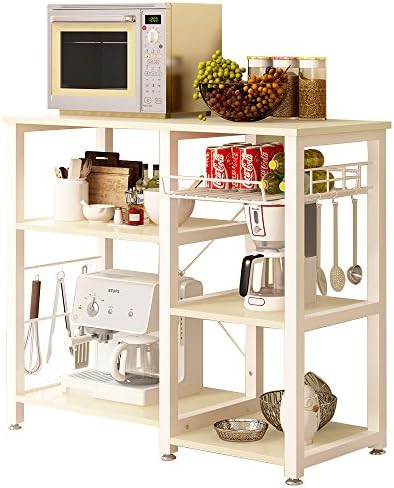 Soges Furniture Multi-Purpose 3-Tier Kitchen Baker's Rack Utility Microwave Oven Stand Storage Cart Workstation Shelf W5S-MO-MI (White Oak)