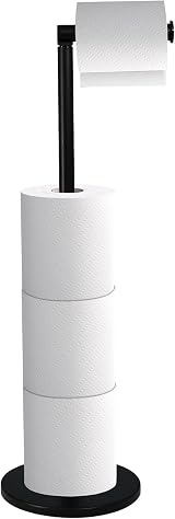 Crystals Free Standing 2-in-1 Toilet Roll Holder Black Stainless Steel