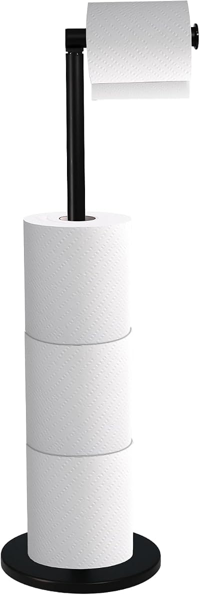 Crystals Free Standing 2-in-1 Toilet Roll Holder Black Stainless Steel