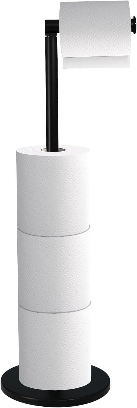 Crystals Free Standing 2-in-1 Toilet Roll Holder Black Stainless Steel