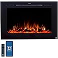 Touchstone Smart Electric Fireplace-The Forte 40" Recessed Mounted-30 Realistic Ember Color/Flame Options-1,500W Heater w/Thermostat-Black-Log & Crystal Hearth Options-Alexa/WiFi Enabled