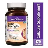 New Chapter Bone Strength Calcium Supplement, Clinical Strength Plant Calcium with Vitamin D3 + Vitamin K2 + Magnesium - 120 ct Slim Tabs
