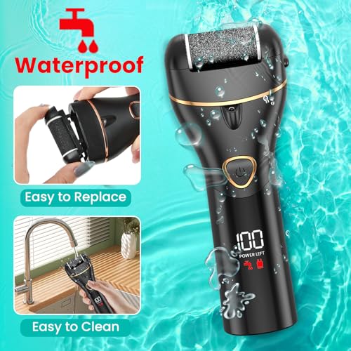 PALATALA Electric Foot File for Hard Skin Remover Foot,Pedicure Sets for Feet Electric Callus Remover foot Dead Dry Skin remover for Feet Sander Care Kit Pedicure Tools with 3 Rollers,USB Rechargeable