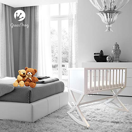 Green Frog, Allegro Cradle | Handcrafted Contemporary Wood Baby Cradle | Premium Pine Construction | Rocking and Stationary | Stark White Color - Thumbnail 7