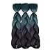 Ombre Braiding Hair 3 packs Jumbo Braiding Hair Extensions For Braiding Twist 24 Inch 100g/Pack (Black/Dark green)
