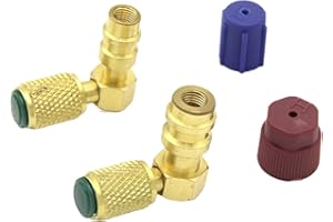 R12 to R134A Conversion Kit R12 to R134 A High/Low AC Fitting Adapter, R12 to R134A Adapter Quick Coupler Valve A/C 90° Fitti