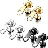 Flongo Men's Punk Rock Stainless Steel Zipper Puller Zipper Head Stud Earrings