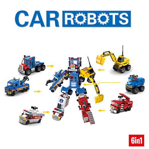 6in1 Robot Building Blocks Set, Construction Building Toys for Boys