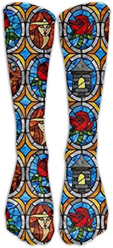Beauty And Beast Fairytale Glass Tube Socks For Women & Men - Graduated Athletic Fit For Running, Nurses, Flight Travel, Skiing & Maternity Pregnancy - Boost Stamina & Recovery
