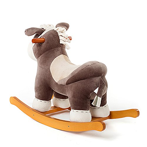 Labebe Wooden Rocking Horse for Toddlers, Boys & Girls, Rocking Animal/Rocker/Ride-on Toys for 1-3 years old, Stuffed Animal Seat, ASTM/CE/ Safety Certified, Creative Birthday Gift - Brown Donkey - Thumbnail 2