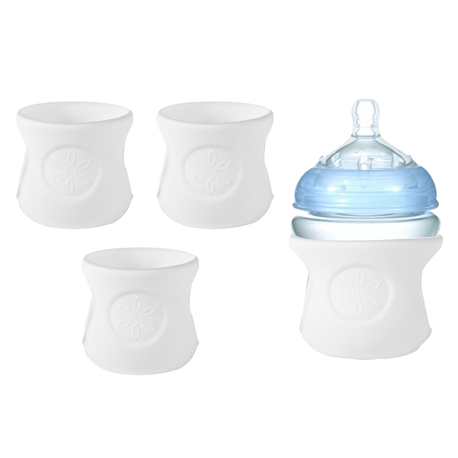 3pcs Bottle Sleeves, 2.76x2.76x2.56in Premium Silicone White Bottle Sleeve Cover for Natural Glass Baby Bottles Anti-Scalding Anti-Fall Compatible with Philips Avent