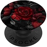 Goth Floral Red Rose Moody Black Dark Academia Flowers PopSockets Adhesive PopGrip