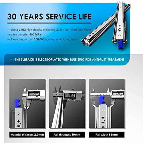 AOLISHENG 1 Pair Locking Heavy Duty Drawer Slides 12 14 16 18 20 22 24