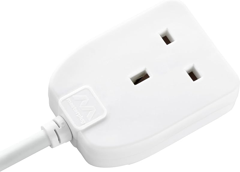 Masterplug One Socket Extension Lead 10m Cable 13A White BS1363-2