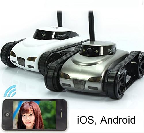 DirtyLake Real-time Transmission of Video WiFi Mini rc Tank with Camera Metal Remote Control Spy Tank for Adult Younger Metal 4 Channels - Assort Color (White & Silver)