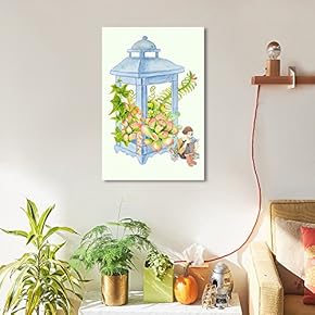 Canvas Wall Art Succulent Plants Series - A Girl Reading by Various Plants - Giclee Print Gallery Wrap Modern Home Art Ready to Hang - 12" x 18"